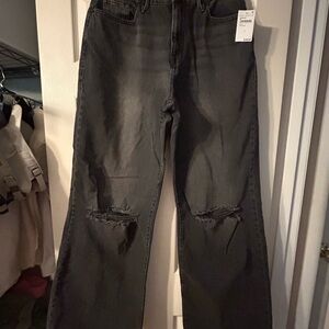 Good American Charcoal black distressed Jeans 29/8